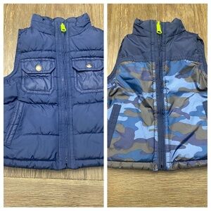Reversible Puffer Vest Como Blue Pockets Boys Size 4